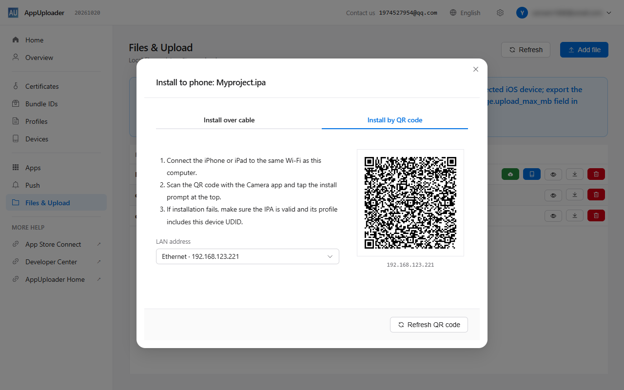 Install ipa on iPhone