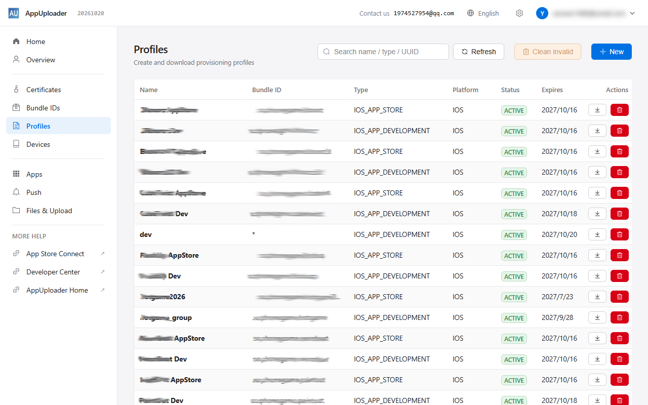 Provisioning profiles